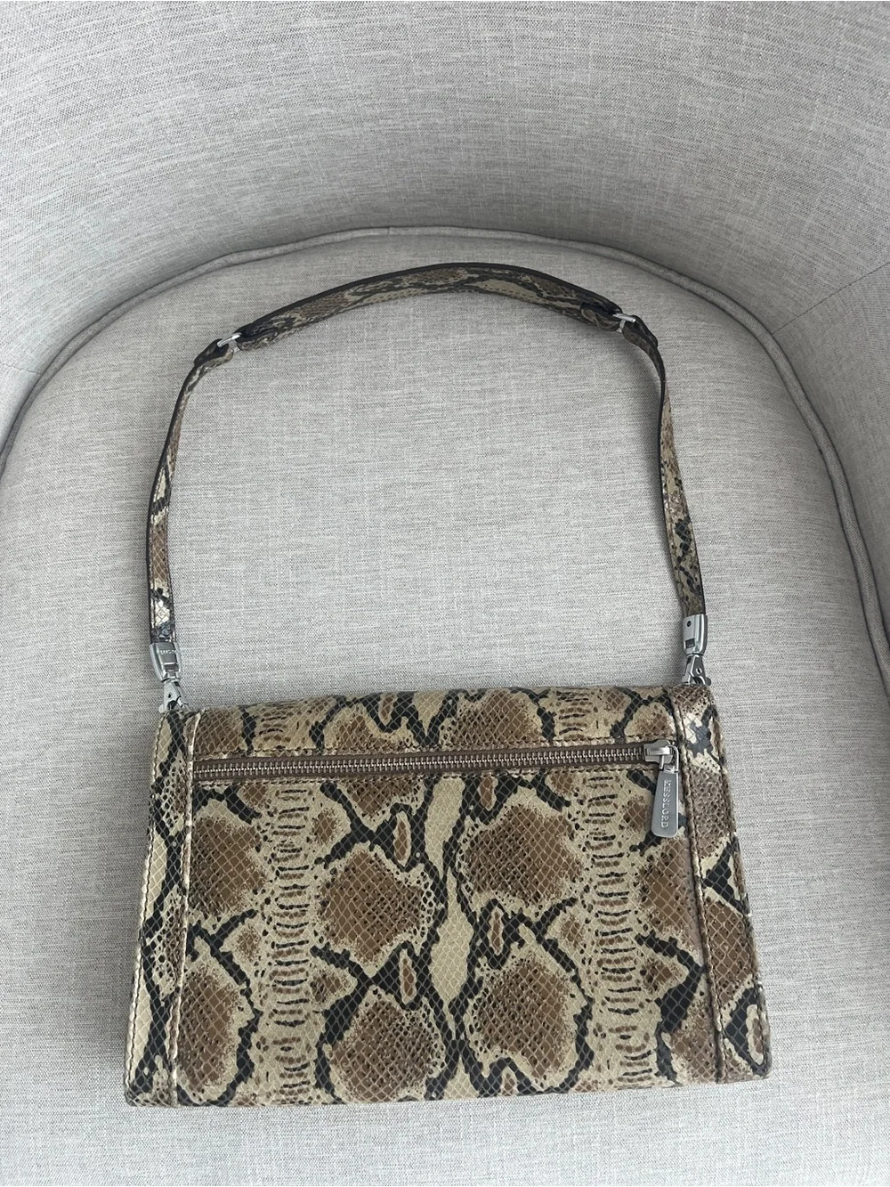 VTG Kesslord Y2K Python Embossed Baguette Shoulder Bag
